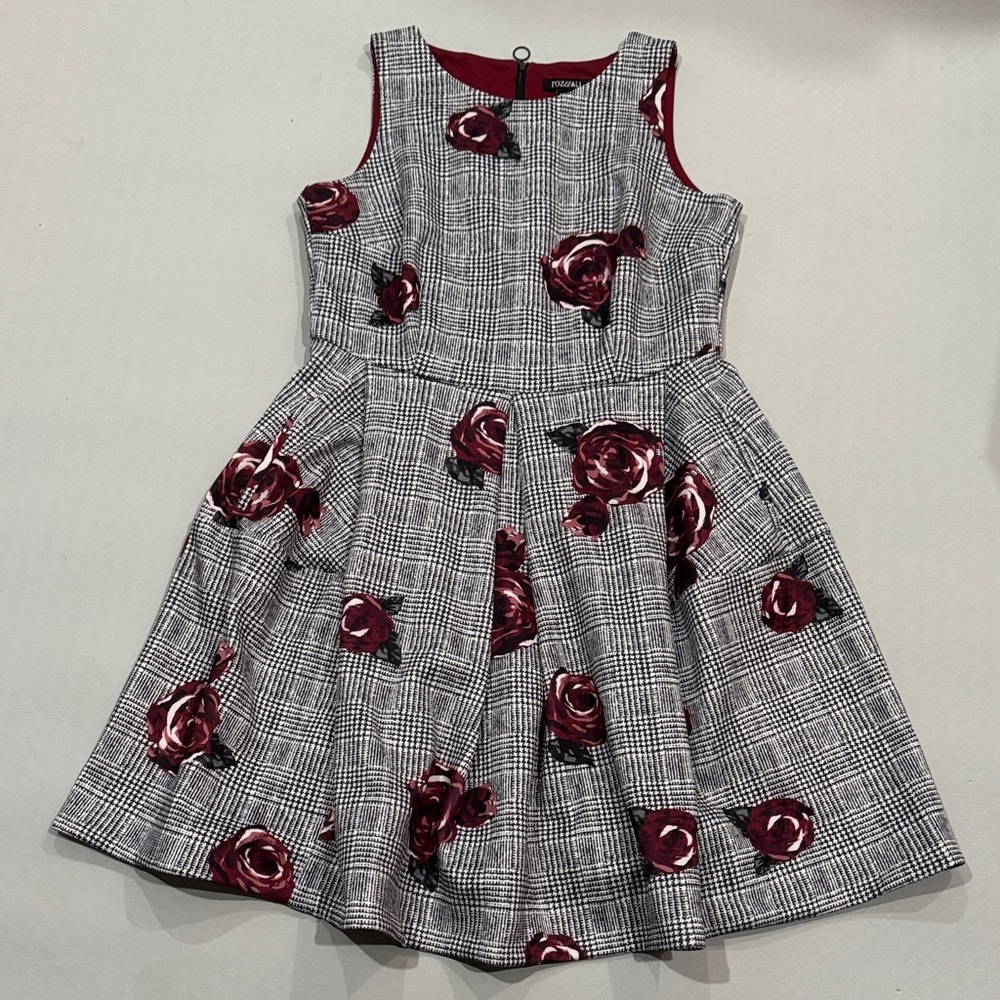 Roz & Ali Black and Red Floral  Dress